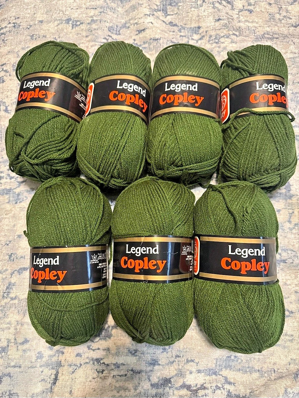 Vintage Copley Legend Avocado Green Yarn Lot 7 Skeins
